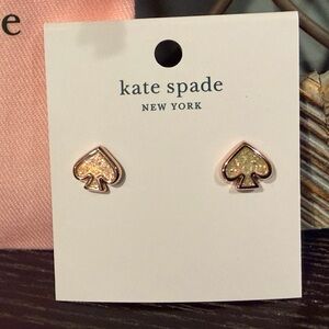 *NWT* Kate Spade ♠️ gold spade iridescent glitter stud earrings
